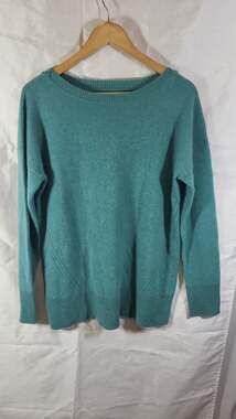 TJX 100% Cashmere Teal Boat Neck Knit Sweater